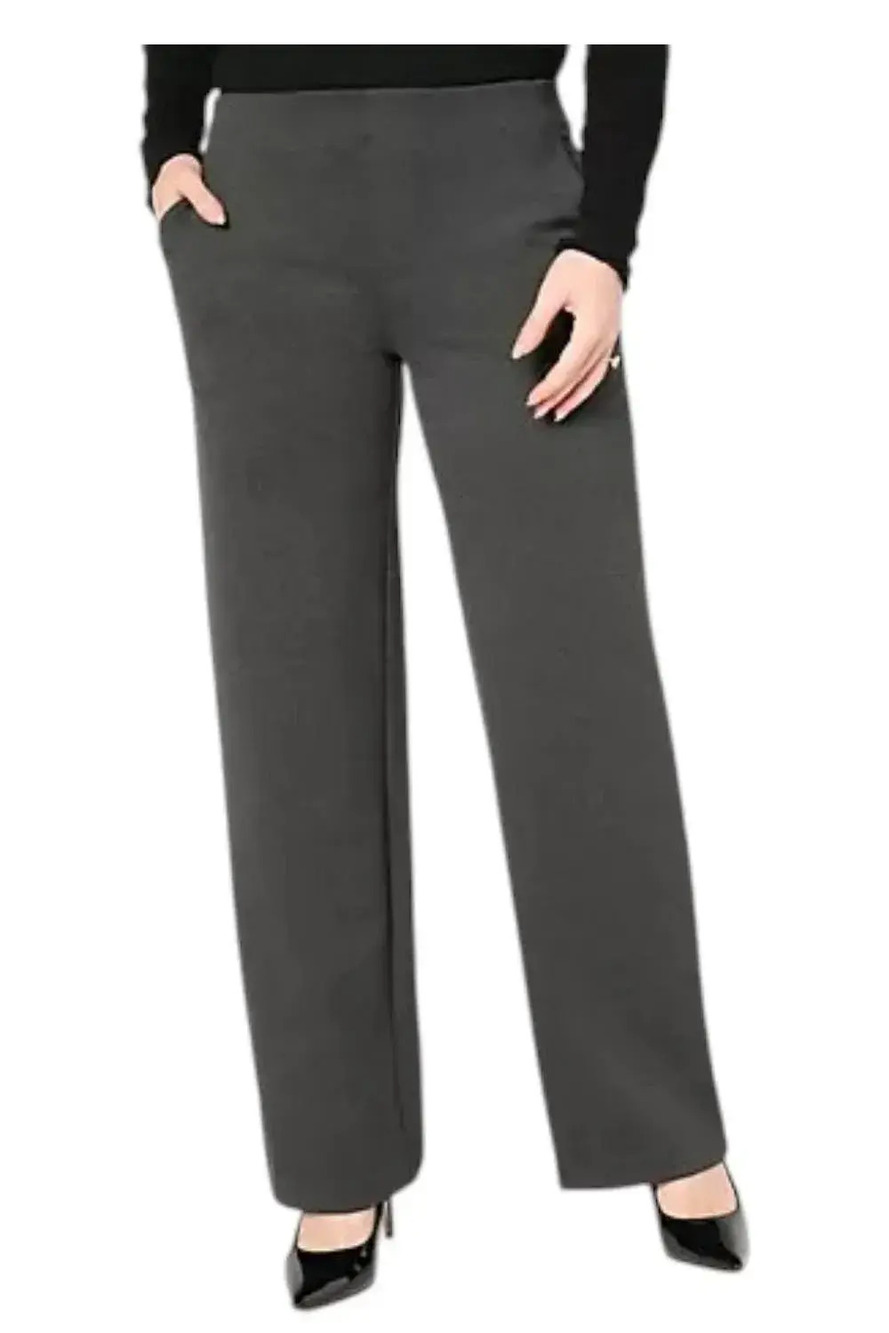 NIC+ZOE Women's Drapey Ponte Wide Leg Pant Charcoal - Regular